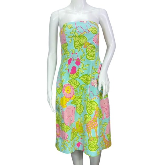 Lilly Pulitzer Womens Sabrina Dress Tie Back Owl Lion Giraffe Elephant Size 2 - Picture 2 of 13